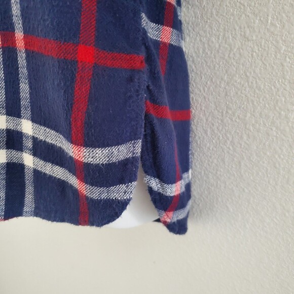 American Eagle Shirt Small Blue Plaid Flannel Boyfriend Fit Relaxed Soft Casual - Picture 5 of 10